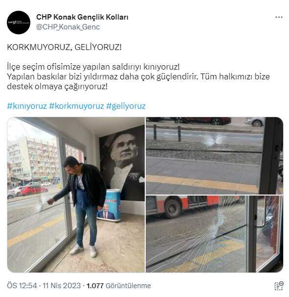 İzmir'de CHP seçim bürosuna taşlı saldırı! Gözaltına alınan şüphelinin madde bağımlısı olduğu iddia edildi