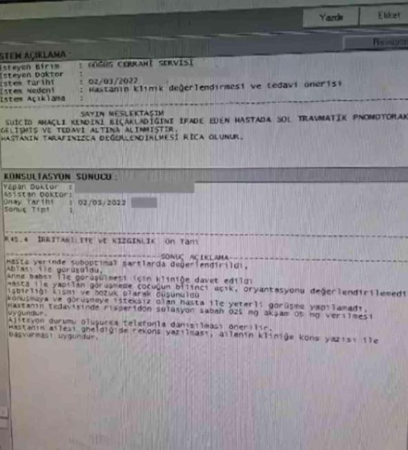 Semih Çelik'in hastane raporları