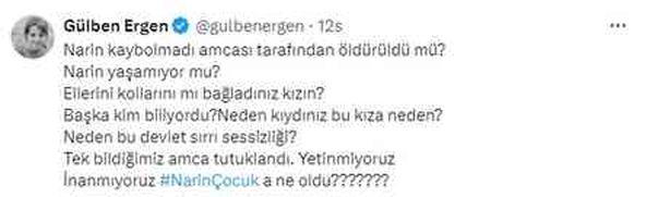 Narin Güran'ın amcası tutuklandı, ünlülerden tepki yağdı: Nasıl kıydın bu kıza?