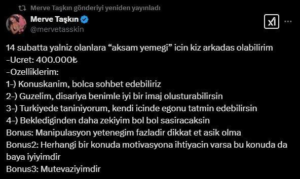 Merve Taşkın'ın 14 Şubat yemeği için istediği ücret hayrete düşürdü: CİMER'e şikayet yağdı