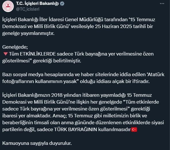 15 Temmuz etkinliklerinde 'Atatürk fotoğrafları yasaklandı' iddiasına yalanlama