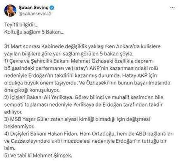 Seçimin ardından AK Parti'de kabine değişikliği iddiaları! '5 bakanın yeri sağlam'