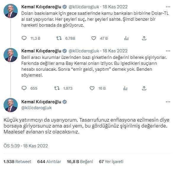 Kılıçdaroğlu: 15 Mayıs'ta Borsa'ya soruşturma emri vereceğim