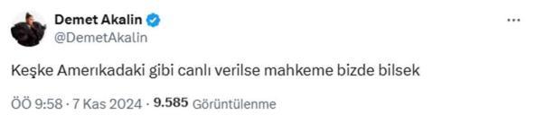 Demet Akalın herkesin sesi oldu: Keşke Amerika'daki gibi canlı verilse mahkeme biz de bilsek