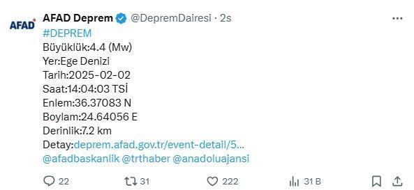Ege Denizi beşik gibi sallanıyor! Son 2 saatte 5 deprem
