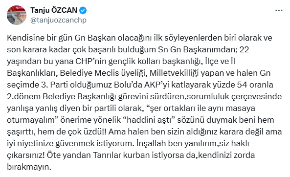 CHP lideri Özel 'Sınırlarını aştı' dedi, Tanju Özcan'dan jet yanıt geldi