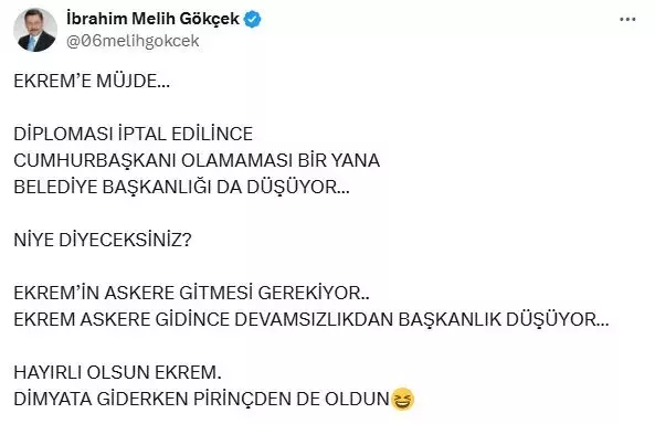 Melih Gökçek'ten bomba iddia: İmamoğlu'nun belediye başkanlığı da düşecek