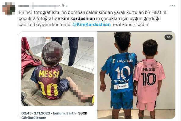 Kim Kardashian'dan skandal hareket! Çocuklarını, Gazze'deki masumlar gibi giydirdi