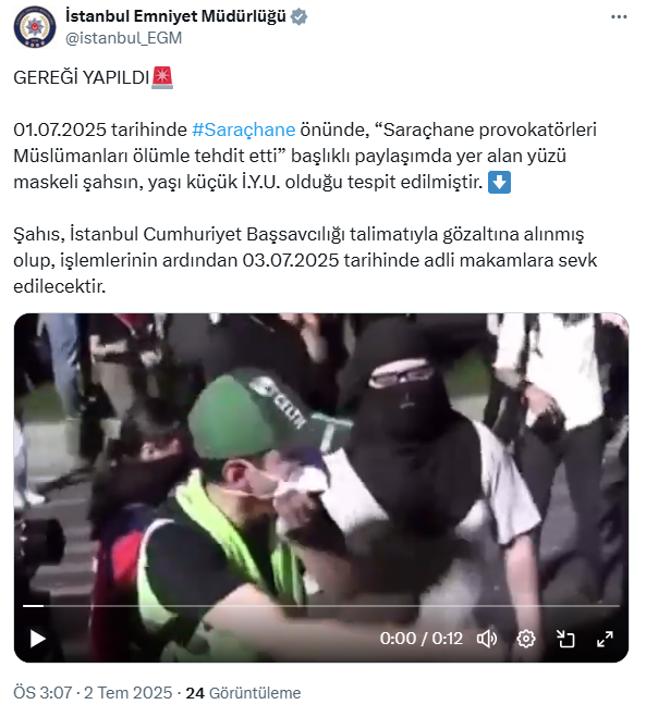 Saraçhane'de idamla tehdit eden provokatör yakalandı