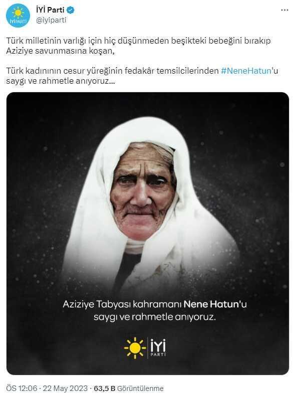 İYİ Parti, Nene Hatun'u ölüm yılında Kara Fatma görseliyle andı