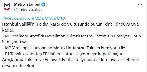 İmamoğlu'nun gözaltına alınması sonrası İstanbul'da bazı metro istasyonları kapatıldı