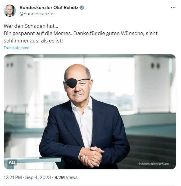 Almanya Başbakanı'nın gözüne ne oldu? Almanya Başkanı Olaf Scholz kaza mı geçirdi?