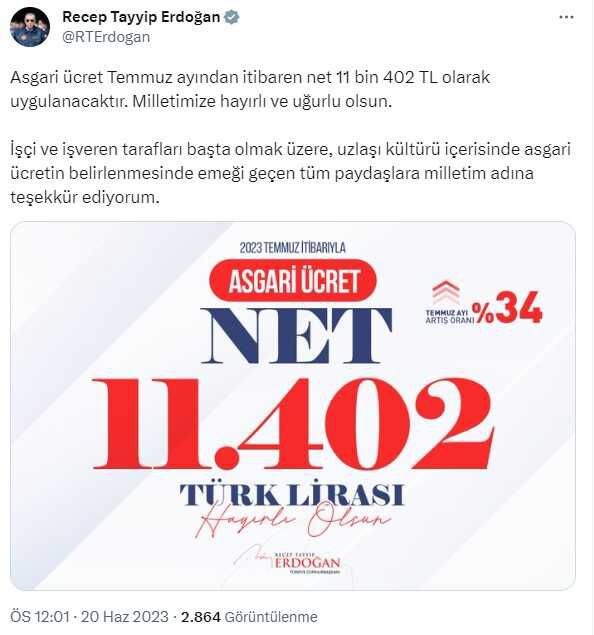 Cumhurbaşkanı Erdoğan'dan asgari ücret açıklaması