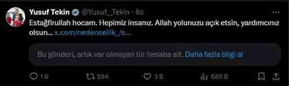 'İstediği kadar anırsın' dedi sonra özür diledi! Tekin, o mesaja bakın ne cevap verdi
