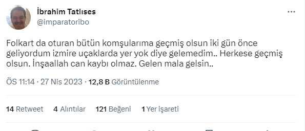 İbrahim Tatlıses'ten İzmir'deki büyük yangın sonrası paylaşım: Komşularıma geçmiş olsun