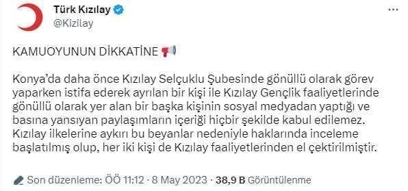 Son Dakika: İmamoğlu'nun Konya mitingi öncesi provokatif paylaşımlarda bulunan 2 Kızılay yöneticisi görevden alındı