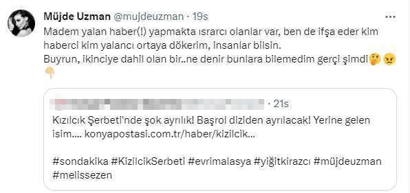 Müjde Uzman, Kızılcık Şerbeti dizisinden ayrıldığı iddiasını yalanladı