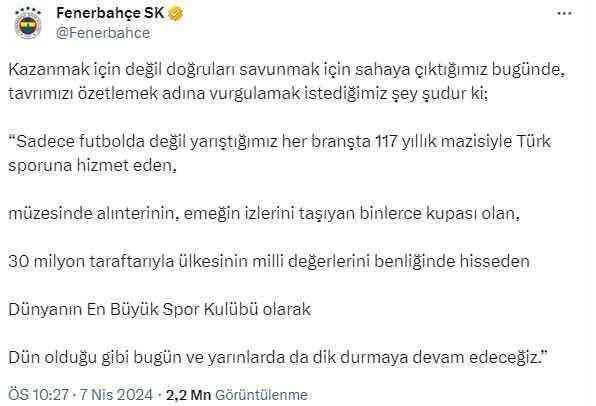Fenerbahçe Turkcell Süper Kupa maçı sonrası açıklama yaptı