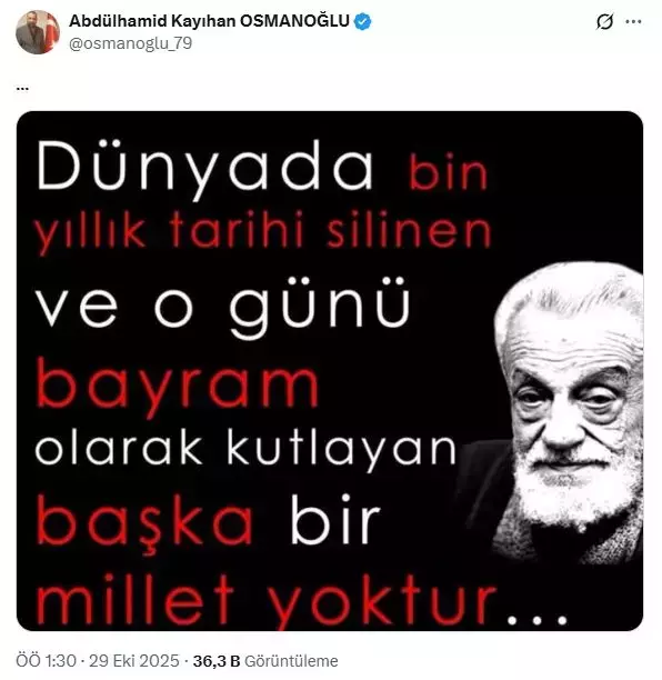 II. Abdülhamit'in torunundan 29 Ekim paylaşımı