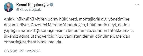 Kılıçdaroğlu, Yanardağ'ın tutuklanmasına tepki gösterdi
