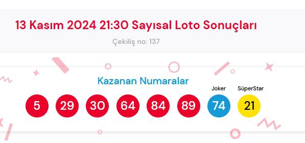 13 Kasım 2024 Sayısal Loto çekiliş sonuçları açıklandı! Sayısal Loto sonuçları saat kaçta açıklanacak? Sayısal Loto CANLI izle!