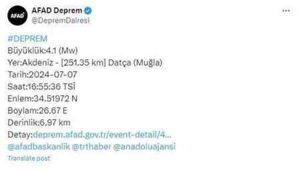 Muğla'da deprem mi oldu, kaç şiddetinde? Muğla'da nerede deprem oldu?