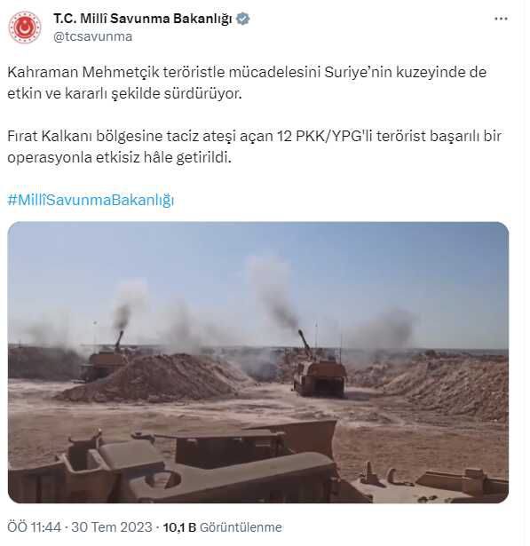 Son Dakika: Fırat Kalkanı bölgesine taciz ateşi açan 12 terörist etkisiz hale getirildi