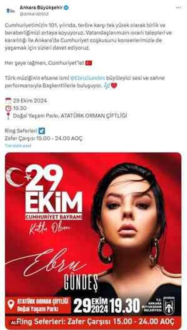 29 EKİM CUMHURİYET BAYRAMI ÜCRETSİZ KONSER: Ankara 29 Ekim konser, kutlamalar nerede ve saat kaçta?