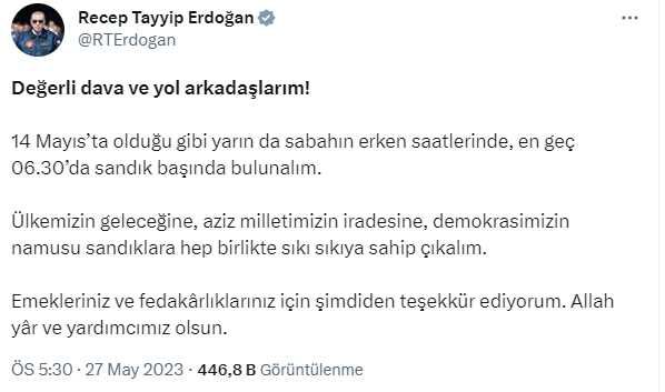Cumhurbaşkanı Erdoğan ve Kılıçdaroğlu'ndan seçime saatler kala sandık çağrısı