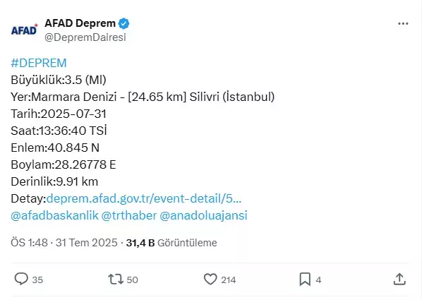 İstanbul'da korkutan deprem