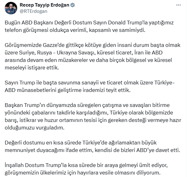 Cumhurbaşkanı Erdoğan'dan görüşme sonrası Trump sözleri: Kısa sürede bir araya gelmeyi ümit ediyorum