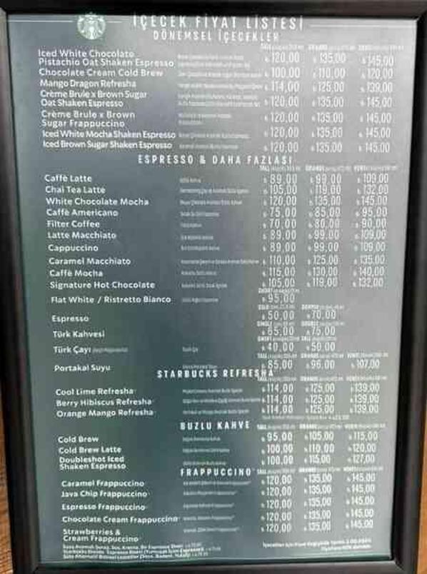 Starbucks'a zam geldi mi? Filtre kahve ne kadar oldu? Starbucks yeni fiyat listesi!