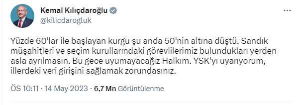 Kılıçdaroğlu'ndan YSK'ya uyarı: İllerdeki veri girişini sağlamak zorundasınız