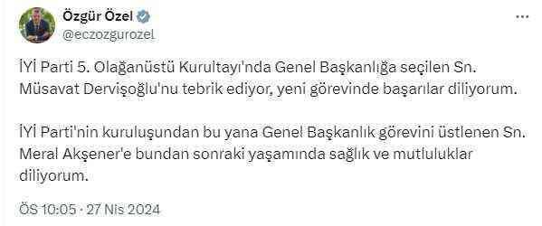 İYİ Parti'nin yeni genel başkanı Müsavat Dervişoğlu oldu