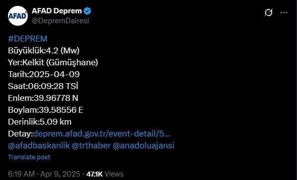 DEPREM SON DAKİKA: 9 Nisan Çarşamba son dakika deprem mi oldu? Erzincan'da deprem mi oldu? Kandilli Rasathanesi ve AFAD güncel deprem listesi!