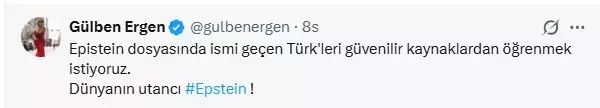 درخواست گلبن ارگن درباره اپشتاین: نام‌های ترک‌ها در پرونده فاش شود
