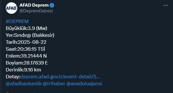 Balıkesir beşik gibi! Aynı yerde bir deprem daha