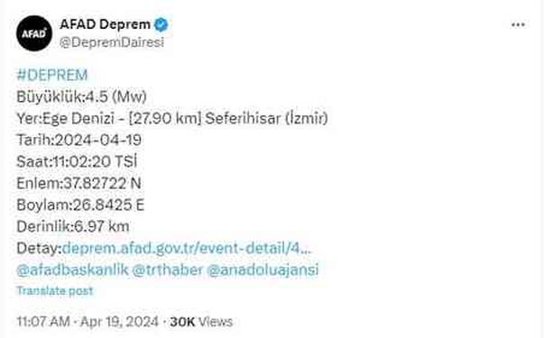 SON DAKİKA İZMİR AZ ÖNCE DEPREM Mİ OLDU? 19 Nisan İzmir'de en son depremler kaç şiddetinde oldu?