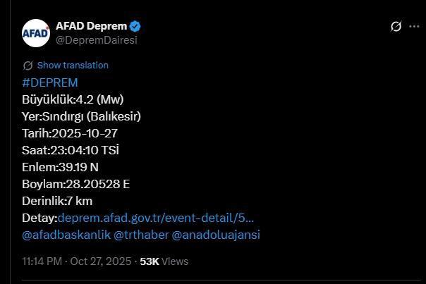 Manisa'da deprem mi oldu? SON DAKİKA! 27 Ekim Manisa'da az önce nerede deprem oldu?