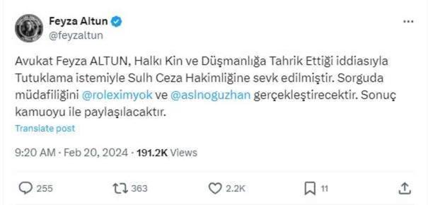 FEYZA ALTUN SERBEST Mİ BIRAKILDI? NE OLDU?