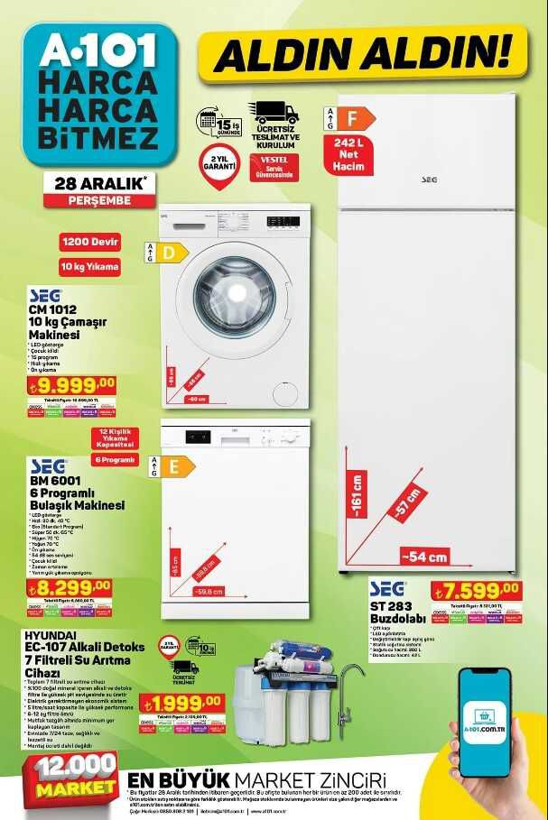 A101 aktüel ürünler kataloğu yayınlandı! 28-29 Aralık A101 bu hafta katalog ürünleri neler? A101'e gelecek ürünler ve A101 fiyat listesi!