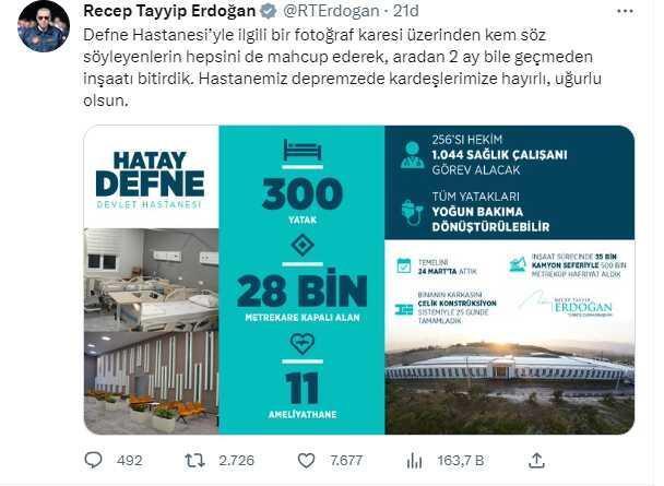 Defne Devlet Hastanesi, Cumhurbaşkanı Erdoğan'ın katılımıyla açıldı: Bir fotoğraf karesi üzerinden kem söz söyleyenleri mahcup ettik