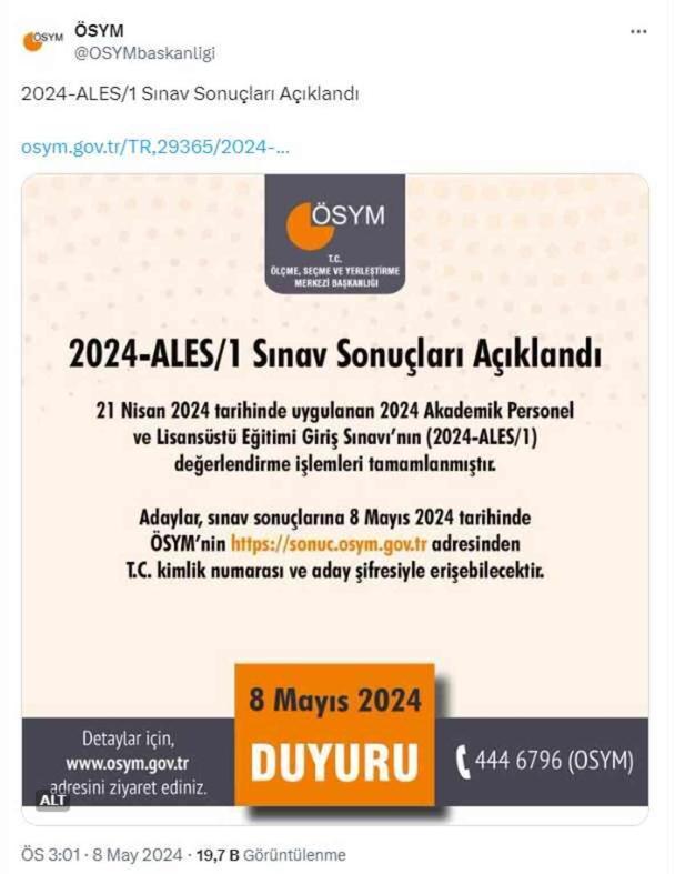 ALES sonuçları açıklandı! ALES sonuçlarına nereden bakılır? ALES sonuçları açıklandı mı? ÖSYM sorgulama ekranı!