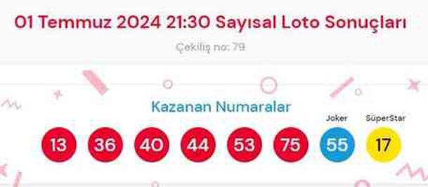 1 Temmuz 2024 Sayısal Loto çekiliş sonuçları açıklandı! Sayısal Loto sonuçları saat kaçta açıklanacak? Sayısal Loto CANLI izle!