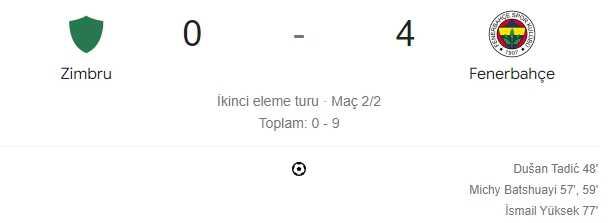 Zimbru Fenerbahçe maçı kaç kaç, bitti mi? MAÇ SKORU! Zimbru FB maçı kaç kaç, canlı maç skoru! Zimbru Fenerbahçe canlı maç anlatımı!