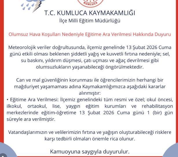 13 Şubat Cuma okullar tatil mi, bugün okul yok mu?