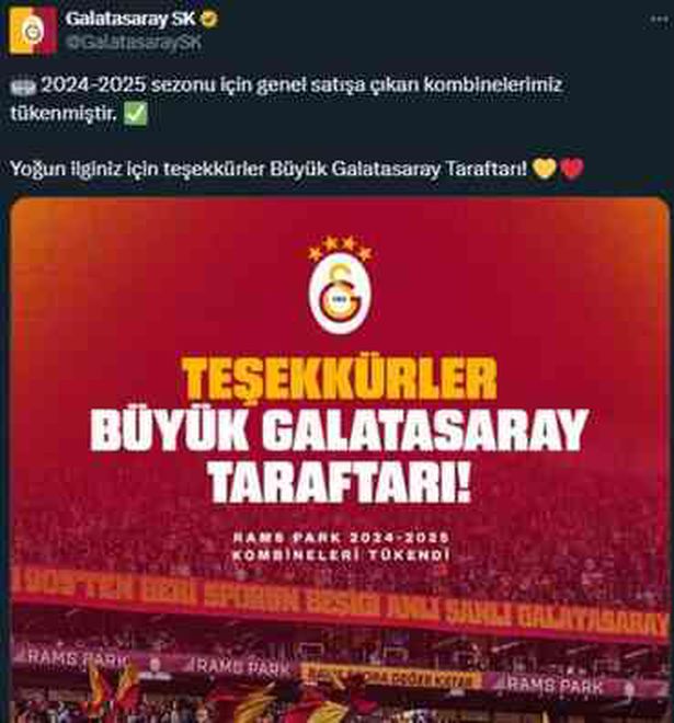 Galatasaray kombineleri bitti mi? 2024-2025 sezonu kombine satışları devam ediyor mu?
