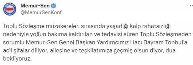 Hacı Bayram Tonbul sağlık durumu nasıl? Memur-Sen Genel Başkan Yardımcısı Hacı Bayram Tonbul kalp krizi geçirdi!