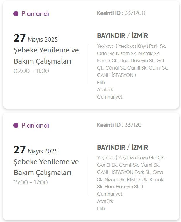İzmir GEDİZ elektrik kesintisi! 27 Mayıs İzmir'de elektrik kesintisi ne zaman bitecek, elektrikler ne zaman gelecek?