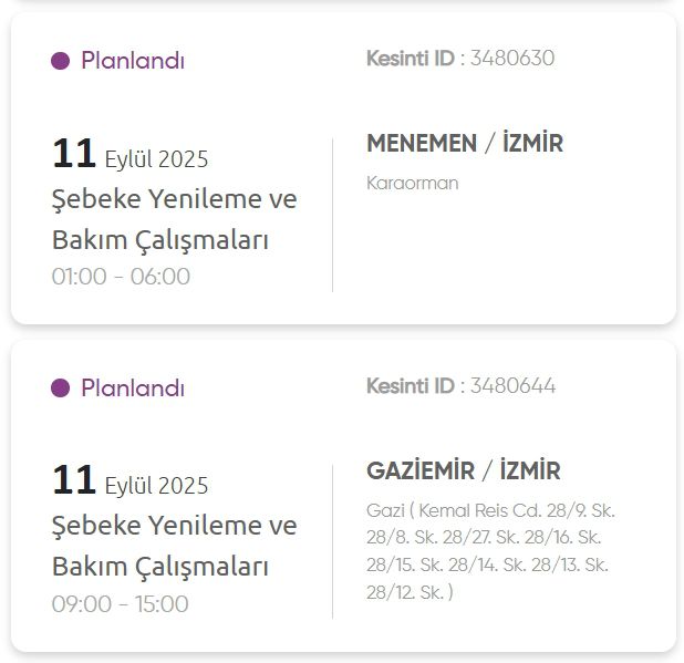 İzmir GEDİZ elektrik kesintisi! 11 Eylül İzmir'de elektrik kesintisi ne zaman bitecek, elektrikler ne zaman gelecek?